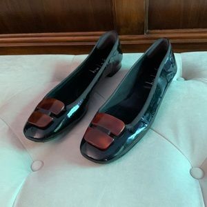 Black patent Hulsf flats (size 10)